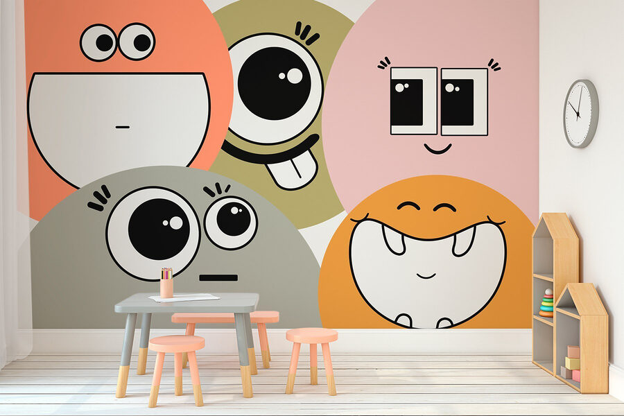 Gruppe von Cartoon-Gesichtern