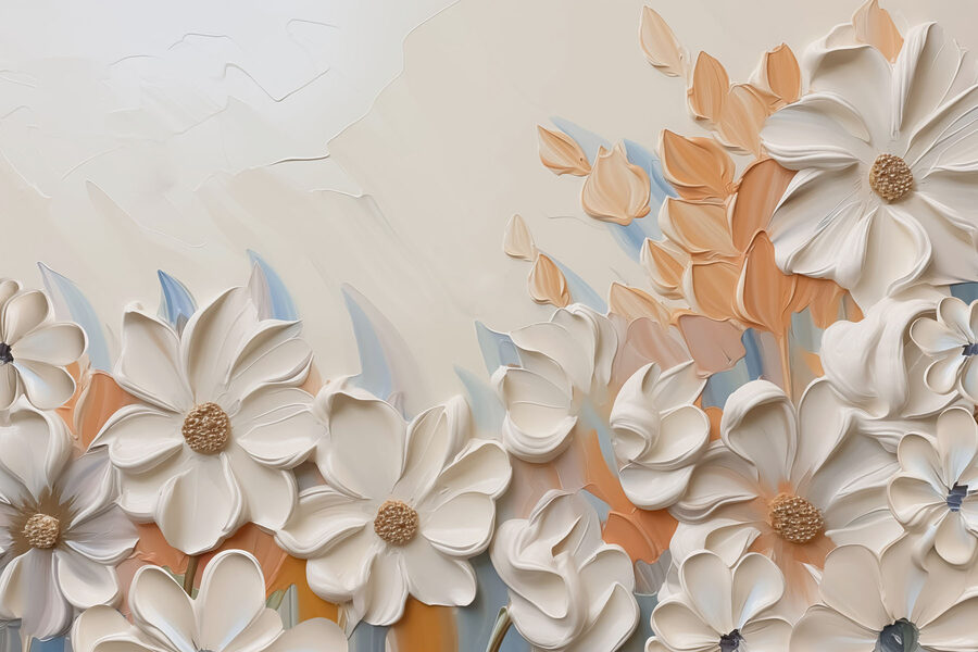 Gemälde mit Blumen an einer Wand