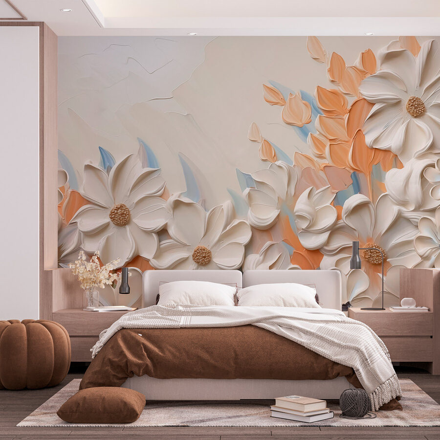 Gemälde mit Blumen an einer Wand