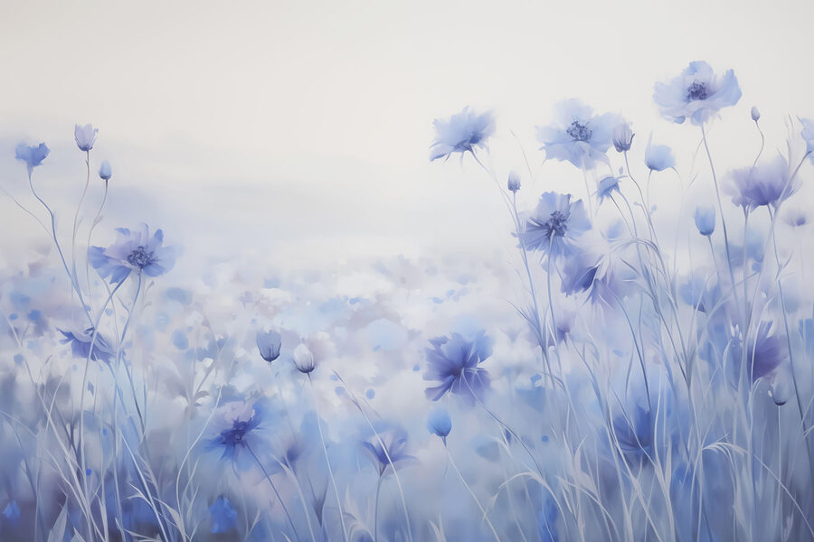 Blumenfeld mit bewölktem Himmel