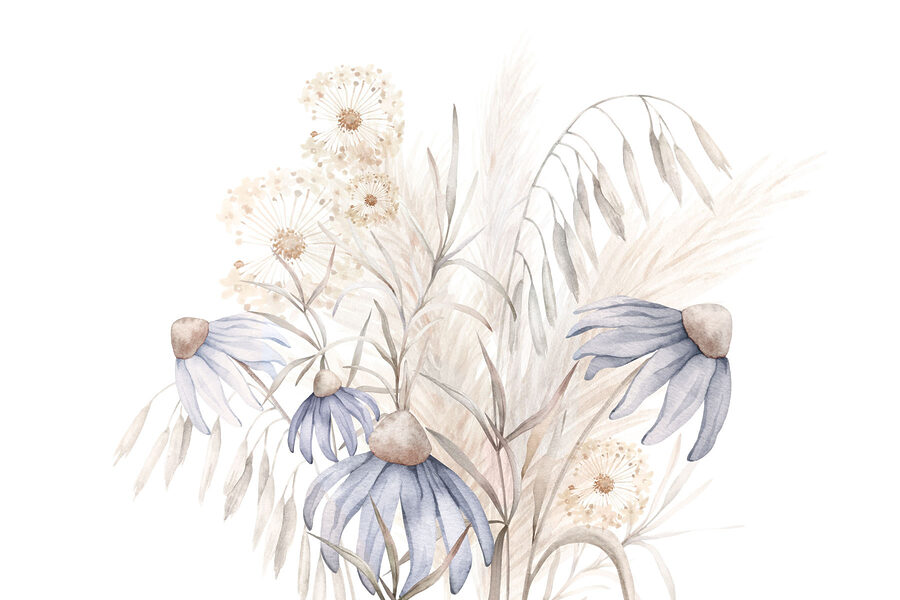 Aquarellmalerei von Blumen und Pflanzen