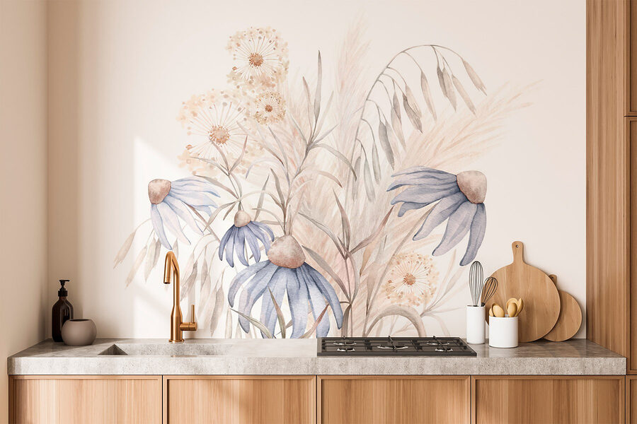 Aquarellmalerei von Blumen und Pflanzen