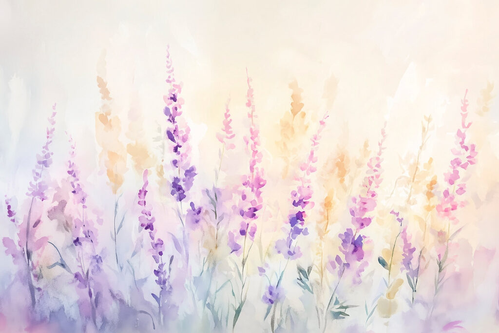 Gemälde von Blumen auf einem Feld Gemälde von Blumen auf einem Feld