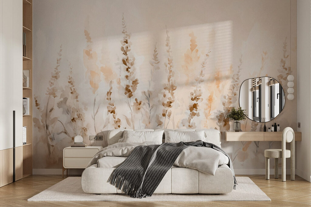 Painting of flowers in a field