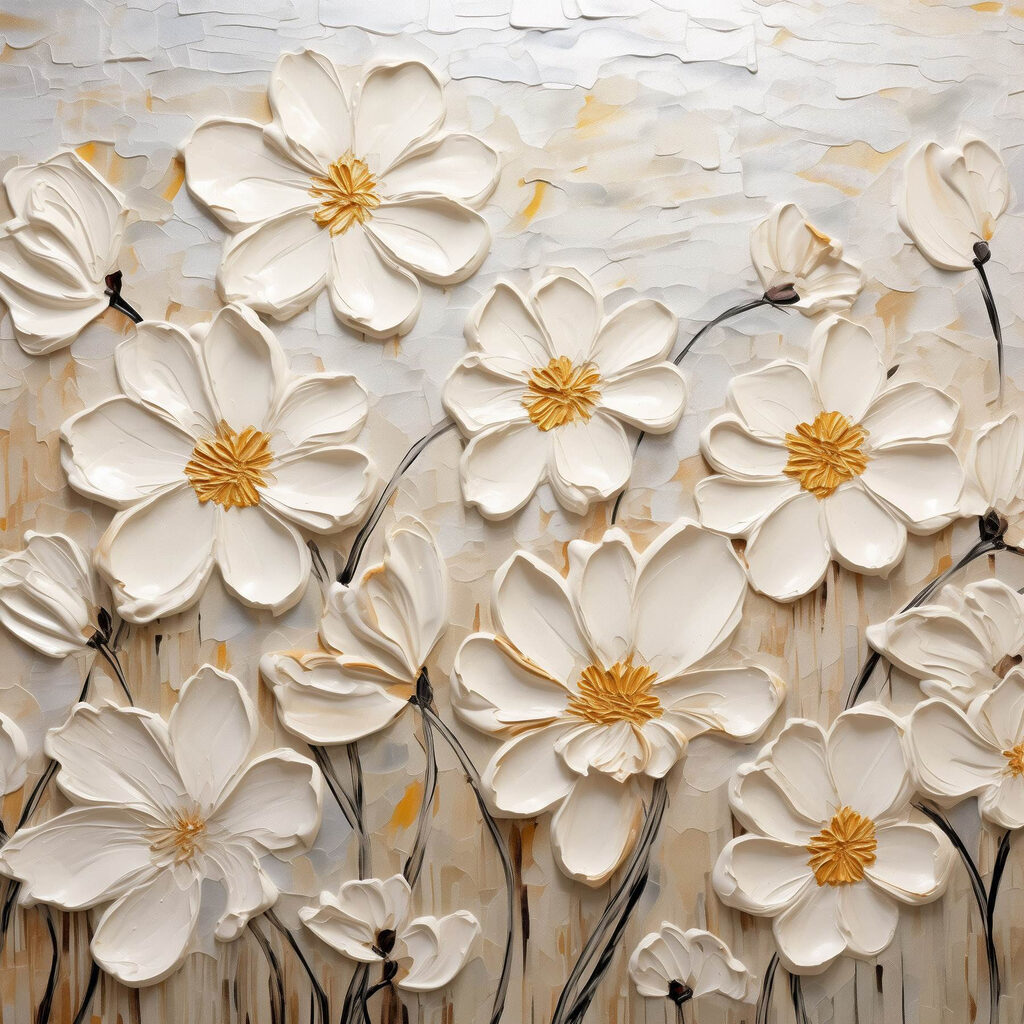 Painting of white flowers Painting of white flowers