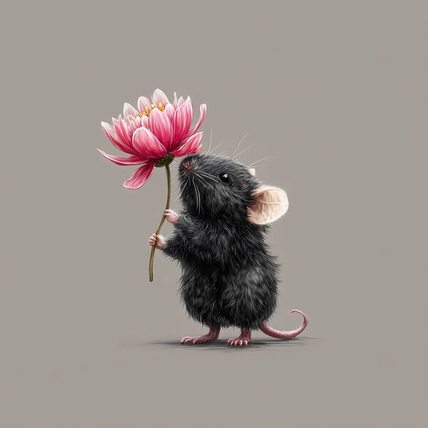 Mouse holding a flower