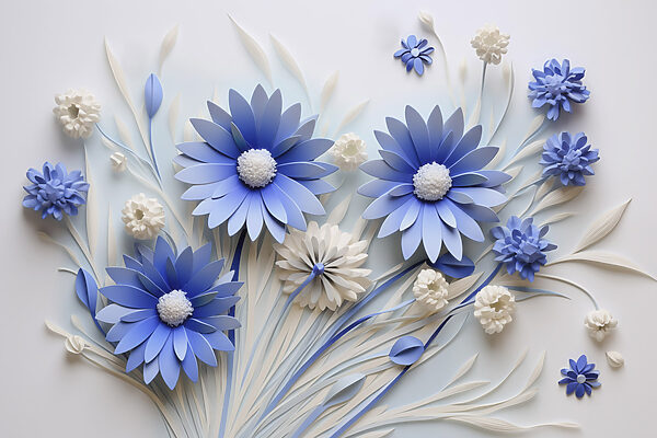 Blaue und weiße Papierblumen Blaue und weiße Papierblumen