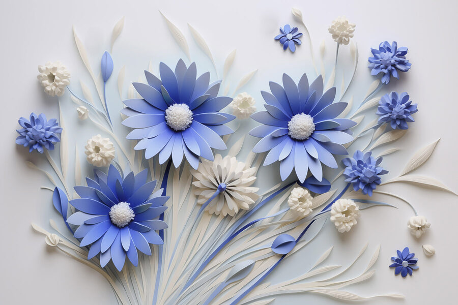 Blaue und weiße Papierblumen Blaue und weiße Papierblumen