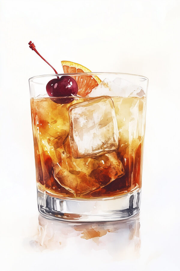 Glas mit Eis und einer Kirsche oben drauf Glas mit Eis und einer Kirsche oben drauf