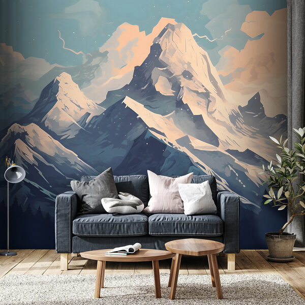 Bergkette mit Bäumen und Wolken Bergkette mit Bäumen und Wolken
