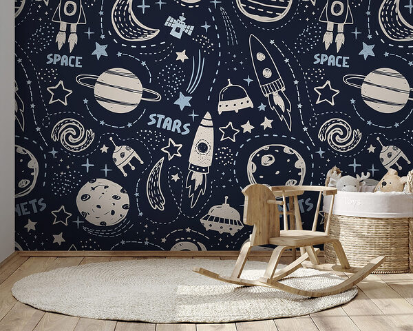 Ein Muster aus Planeten und Sternen Ein Muster aus Planeten und Sternen