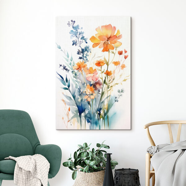Ein Gemälde mit Blumen und Blättern Ein Gemälde mit Blumen und Blättern
