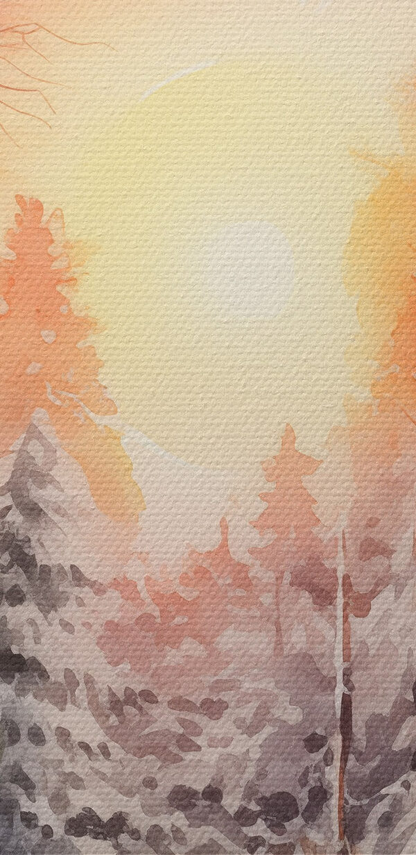 Aquarellmalerei eines verschneiten Waldes Aquarellmalerei eines verschneiten Waldes