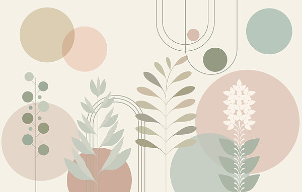 Abstraktes botanisches Design mit sanften Farben Abstraktes botanisches Design mit sanften Farben
