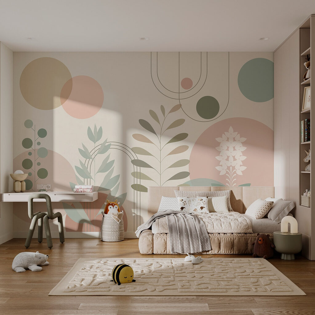 Abstraktes botanisches Design mit sanften Farben Abstraktes botanisches Design mit sanften Farben