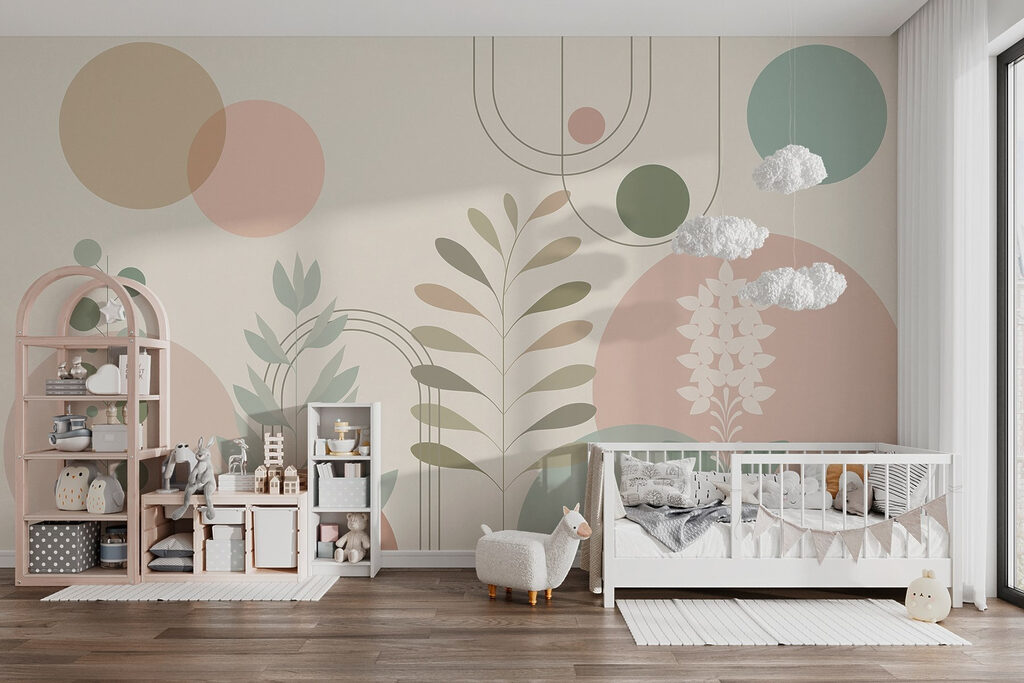 Abstraktes botanisches Design mit sanften Farben Abstraktes botanisches Design mit sanften Farben