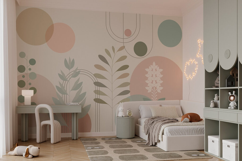 Abstraktes botanisches Design mit sanften Farben Abstraktes botanisches Design mit sanften Farben