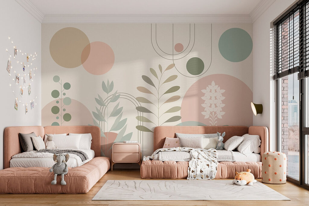 Abstraktes botanisches Design mit sanften Farben Abstraktes botanisches Design mit sanften Farben