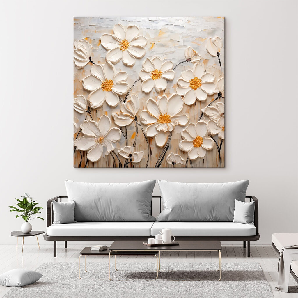 Painting of white flowers Painting of white flowers