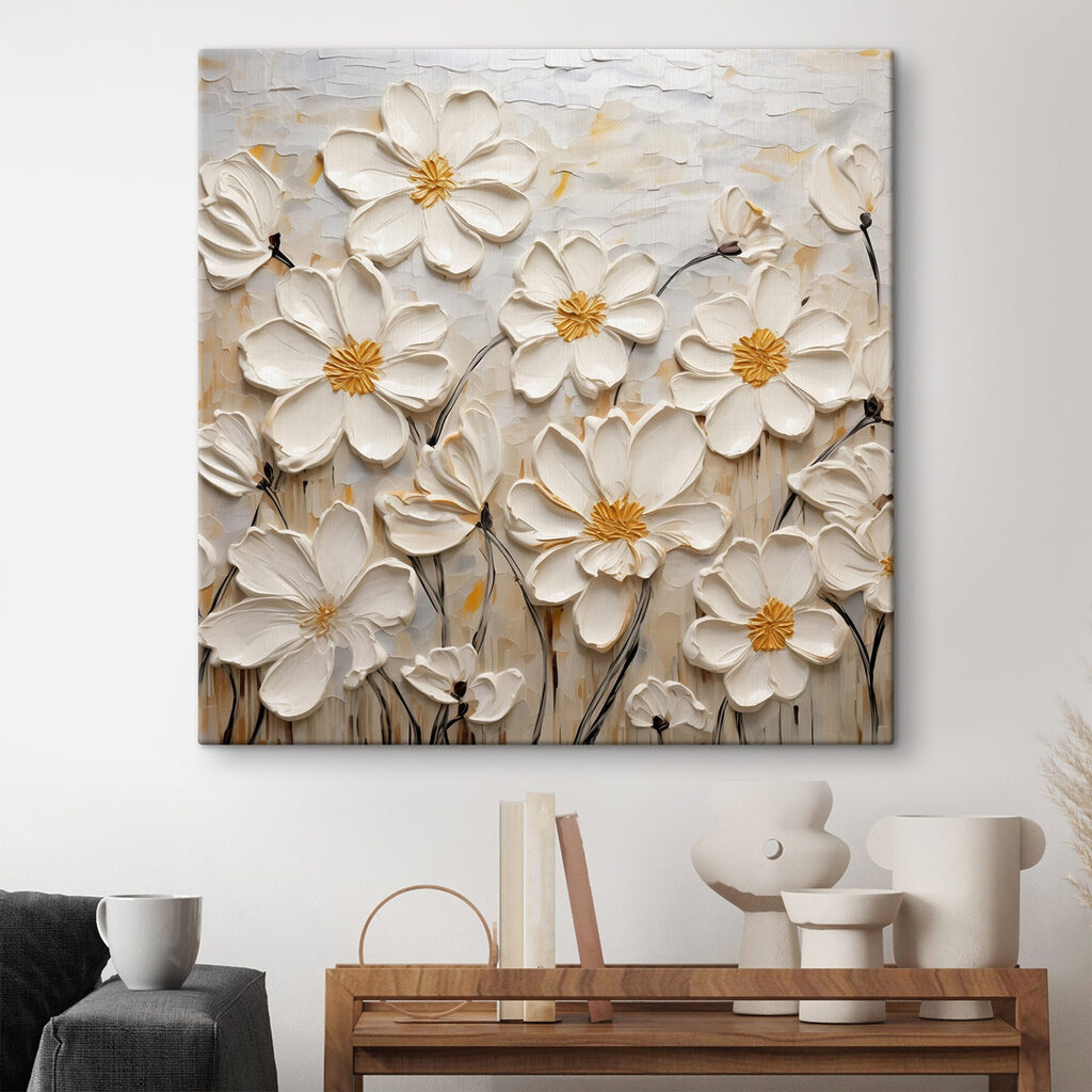Painting of white flowers Painting of white flowers
