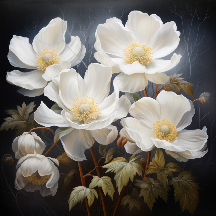Malerei von weißen Blumen