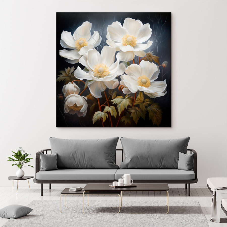 Malerei von weißen Blumen