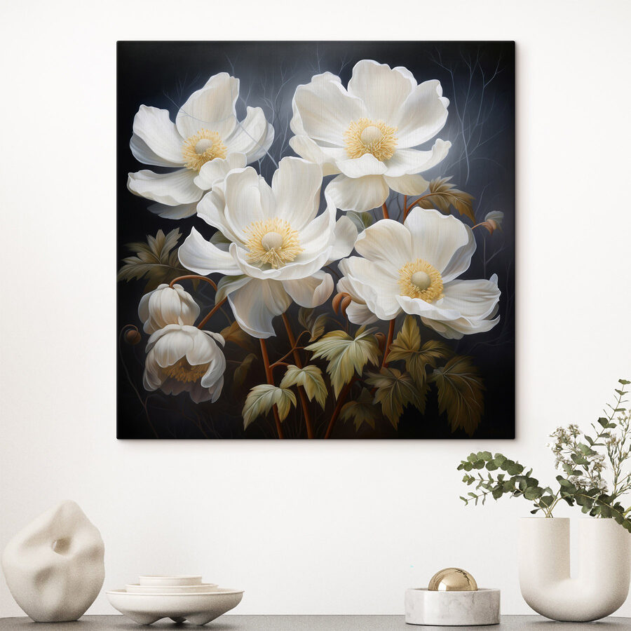 Malerei von weißen Blumen