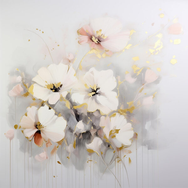 Malerei von Blumen auf einer weißen Fläche Malerei von Blumen auf einer weißen Fläche