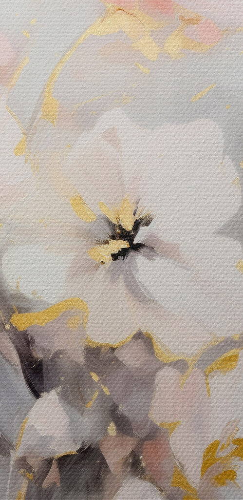 Painting of flowers on a white surface