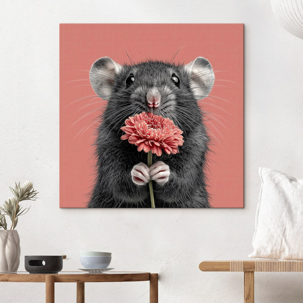 Mouse holding a flower