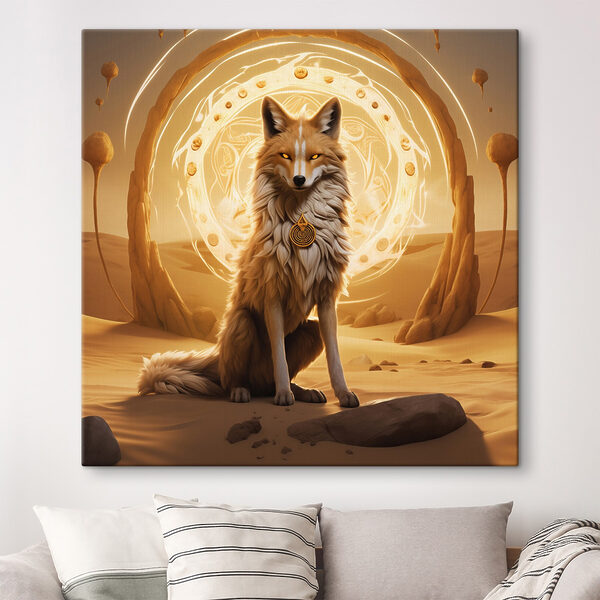 Fuchs in der Wüste sitzend Fuchs in der Wüste sitzend