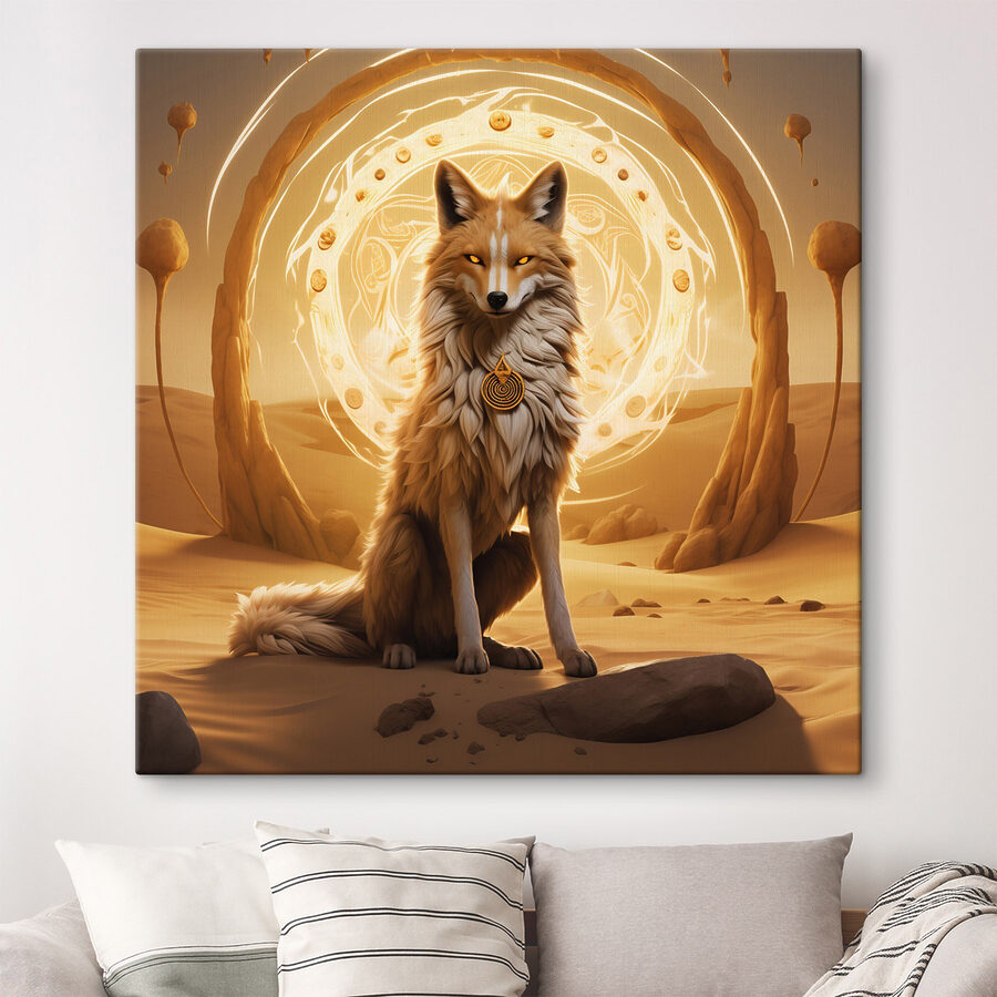Fuchs in der Wüste sitzend Fuchs in der Wüste sitzend