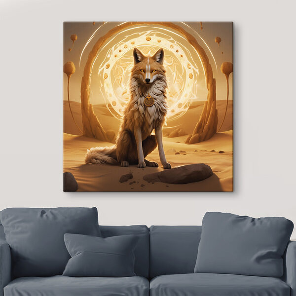 Fuchs in der Wüste sitzend Fuchs in der Wüste sitzend