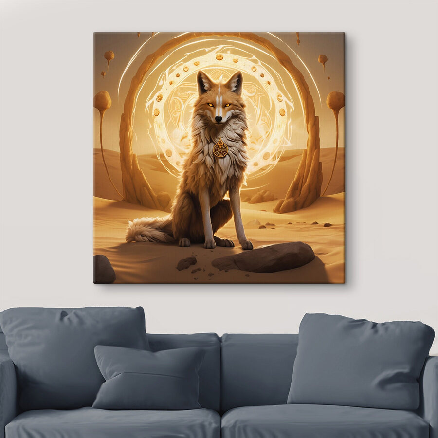 Fuchs in der Wüste sitzend Fuchs in der Wüste sitzend