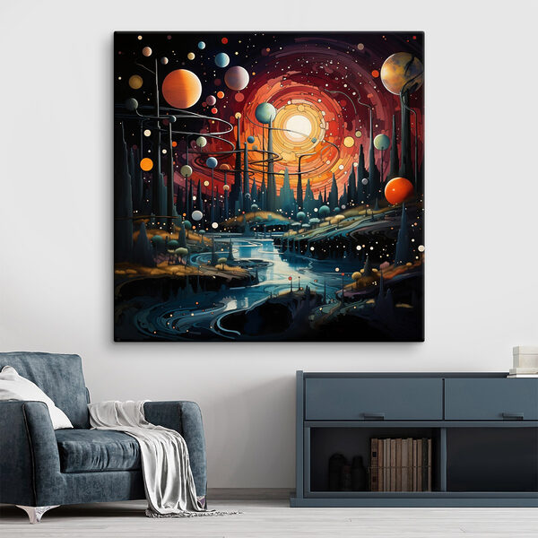 Wandbilder Landschaft mit Bäumen und Planeten (Artikelnummer: s44249) Wandbilder Wandbilder Landschaft mit Bäumen und Planeten (Artikelnummer: s44249)
