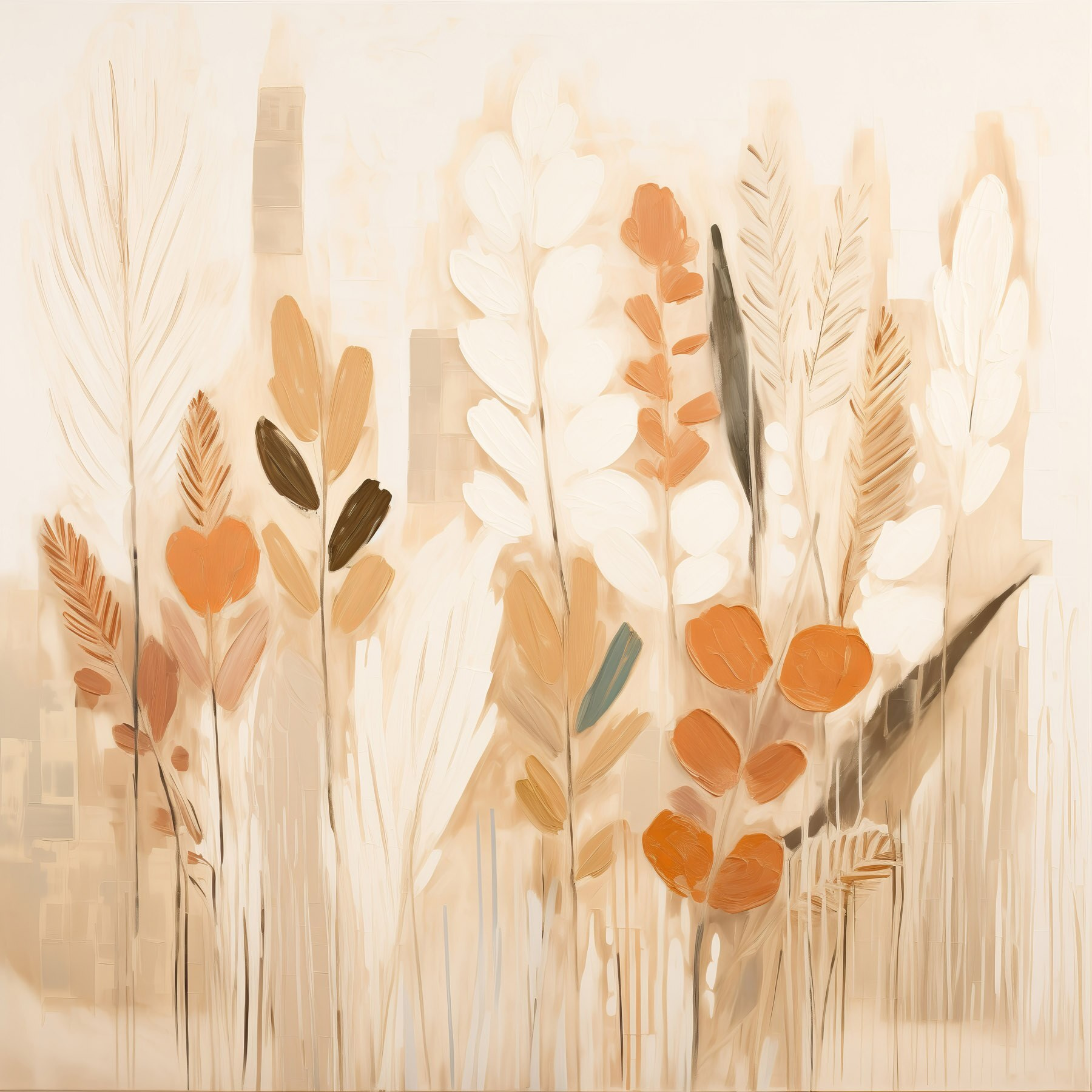 Painting of plants with leaves