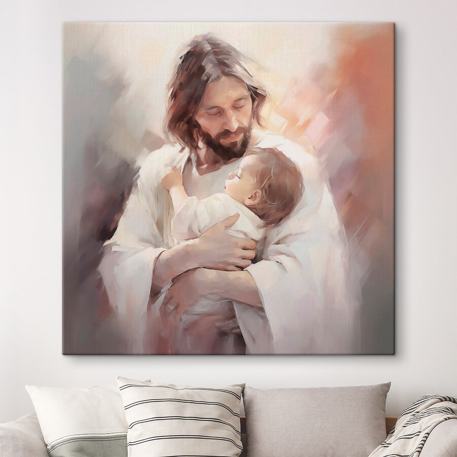 Gemälde eines Mannes, der ein Baby hält