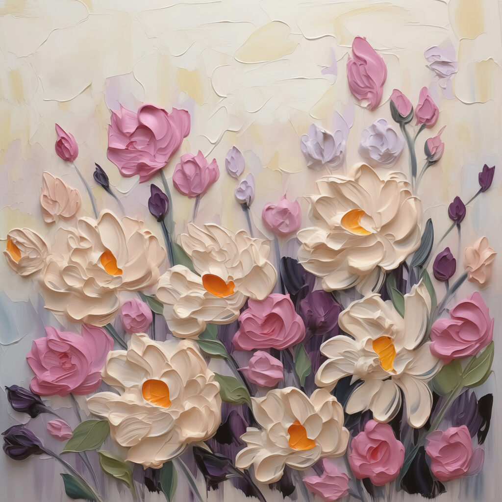 Painting of flowers and leaves