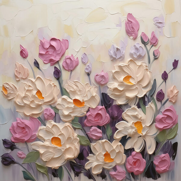 Painting of flowers and leaves