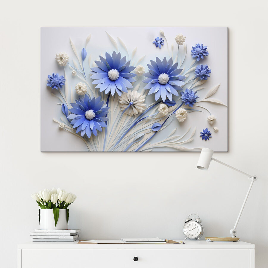 Blaue und weiße Papierblumen Blaue und weiße Papierblumen