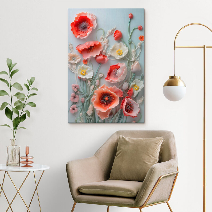 Gruppe von Blumen auf einer weißen Fläche