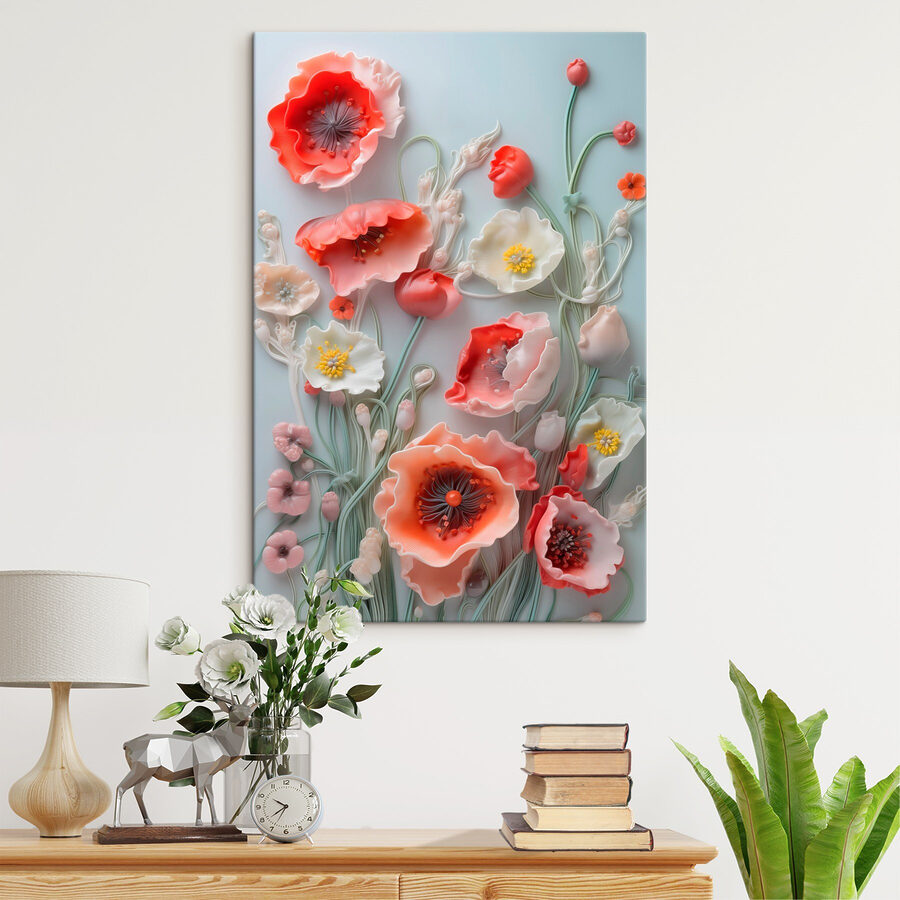 Gruppe von Blumen auf einer weißen Fläche