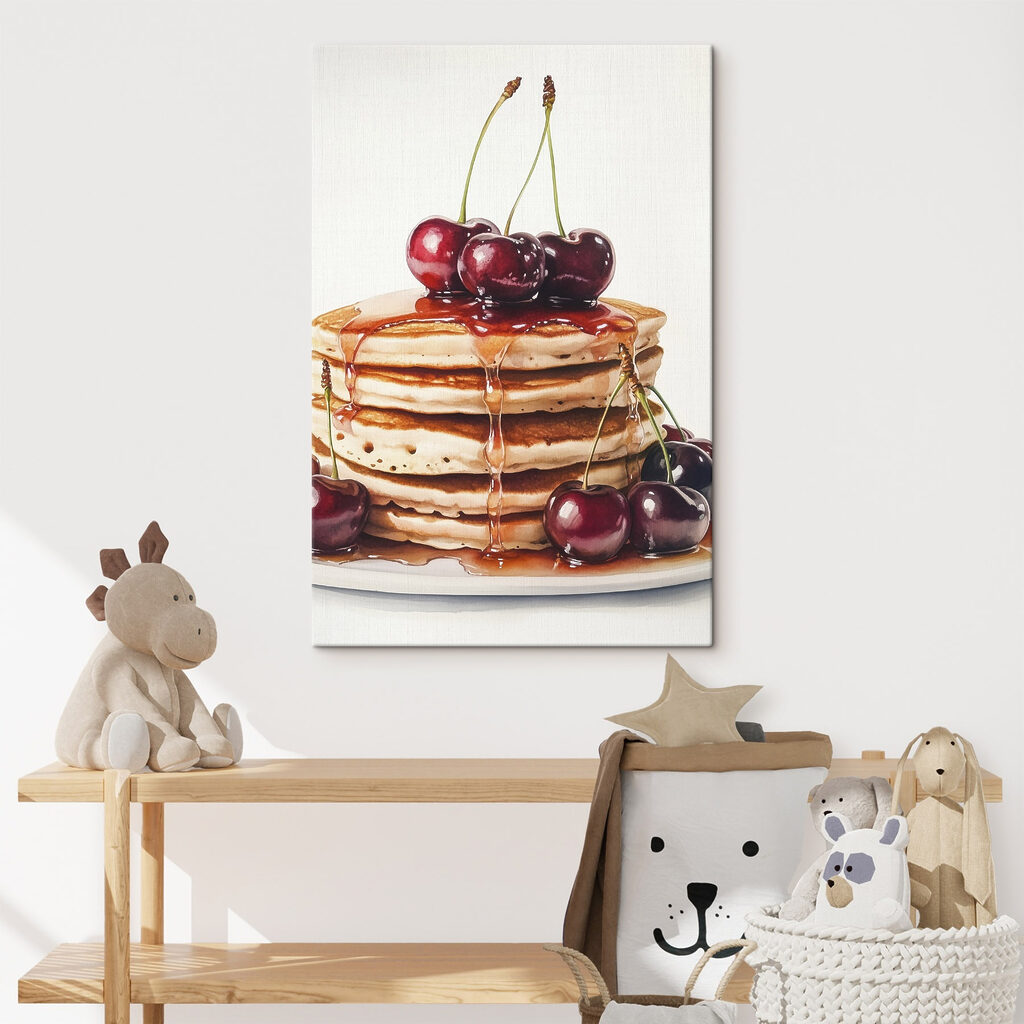 Stack of pancakes with cherries on top