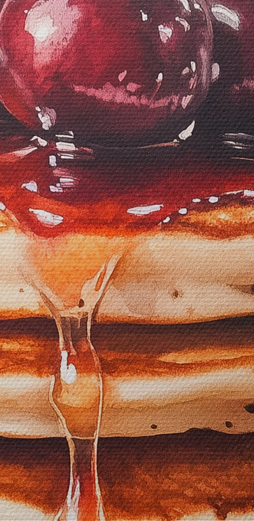 Stack of pancakes with cherries on top