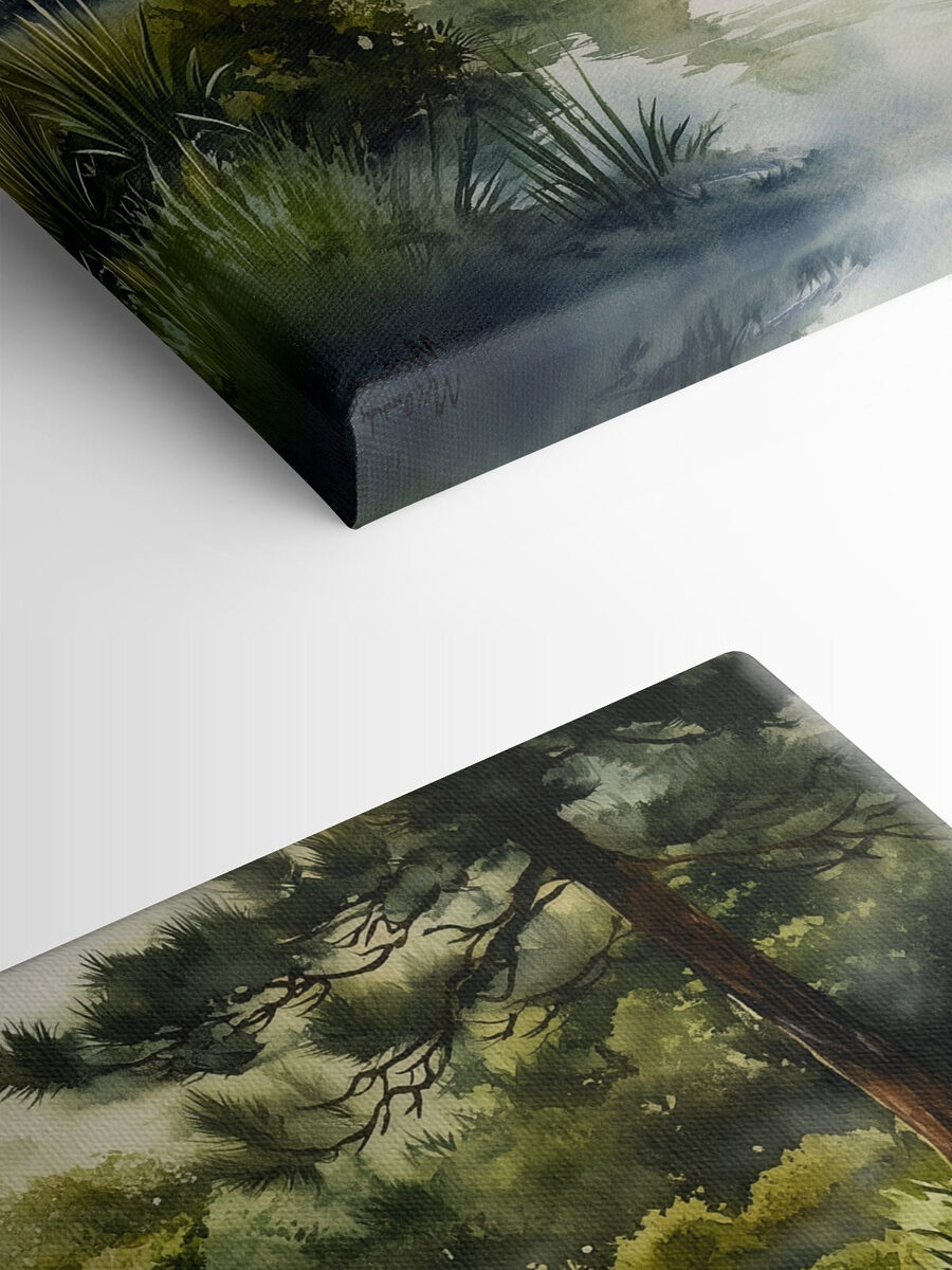 Aquarell eines Weges, der zu einem Teich führt