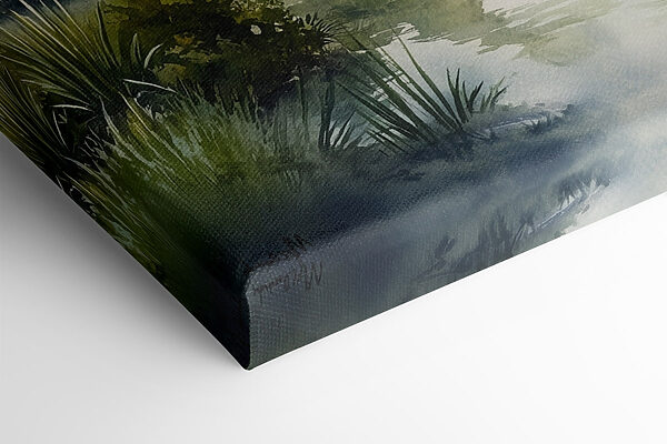 Aquarell eines Weges, der zu einem Teich führt Aquarell eines Weges, der zu einem Teich führt