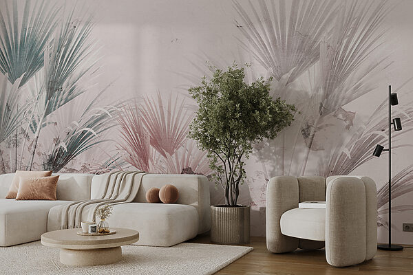 Elegante Palmenblätter auf einem weichen Hintergrund. Elegante Palmenblätter auf einem weichen Hintergrund.