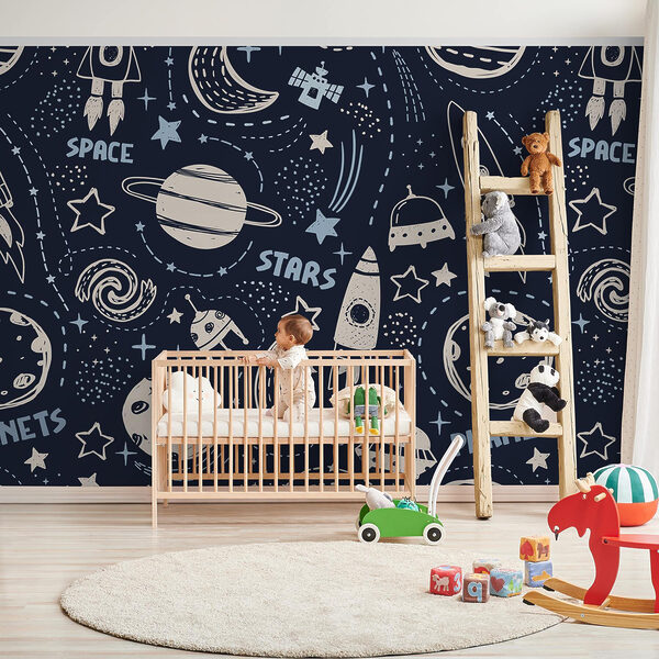 Ein Muster aus Planeten und Sternen Ein Muster aus Planeten und Sternen