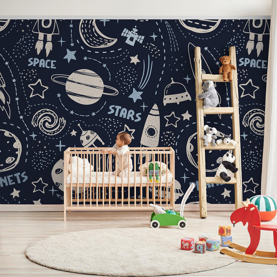 Ein Muster aus Planeten und Sternen Ein Muster aus Planeten und Sternen
