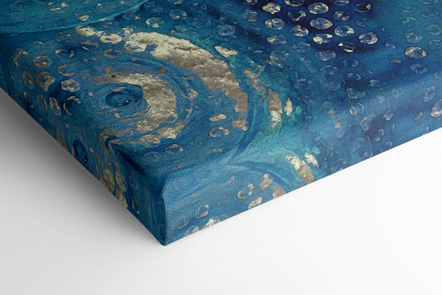 Ein blaues und silbernes Kreisbild